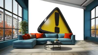 Yellow Triangle Warning 3d Sign with Exclamation Mark Wall mural